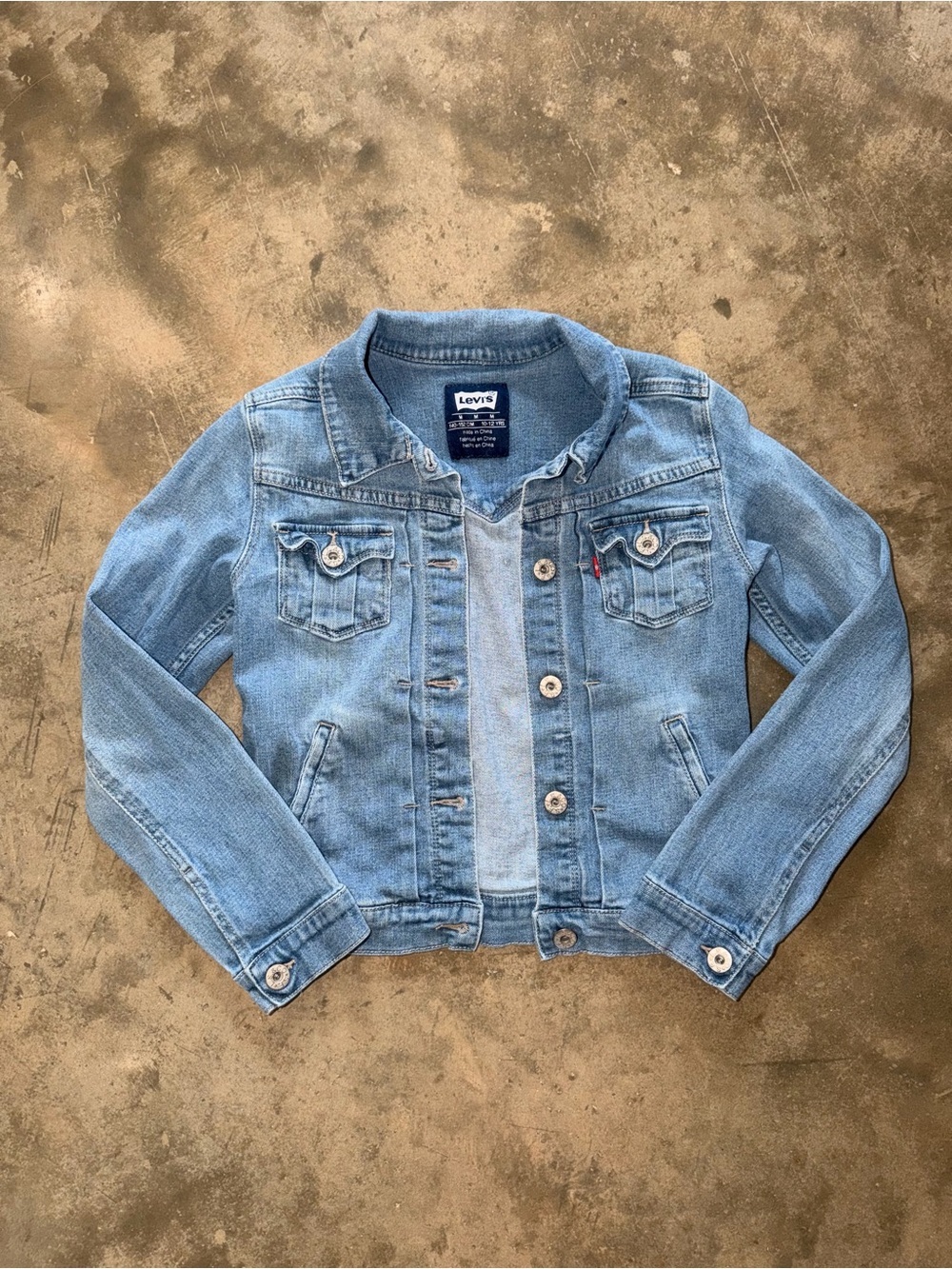 Levi’s Girls Jean Jacket Light Wash Trucker Button Front Size M 10-12